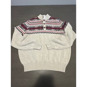Men's IZOD Cotton Blend 1/4 Button Colorful Pullover SWEATER Size Medium M